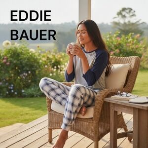 Eddie Bauer | 2 Pc Women's Ultra Soft Plaid Pajama Set |Blue/Gray| L, XL, XXL